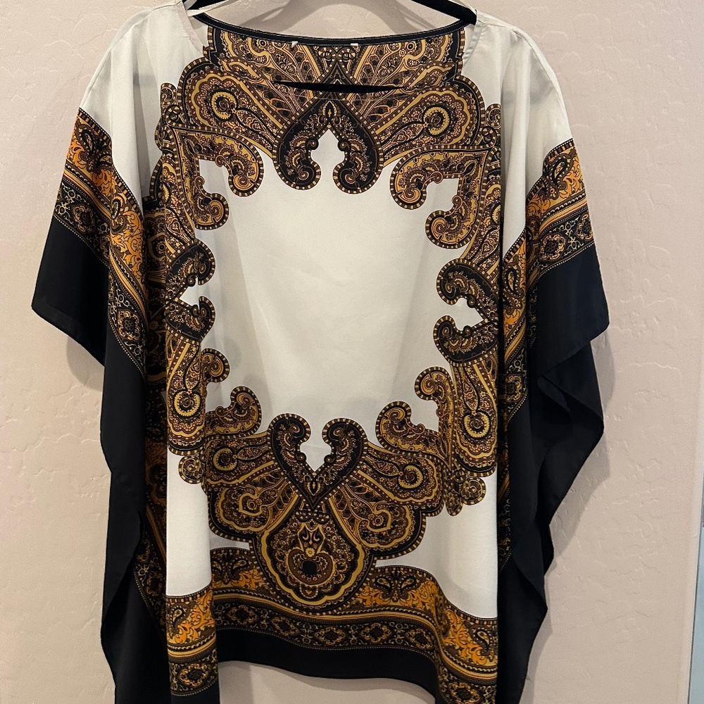 Versace-like medallion poncho tunic